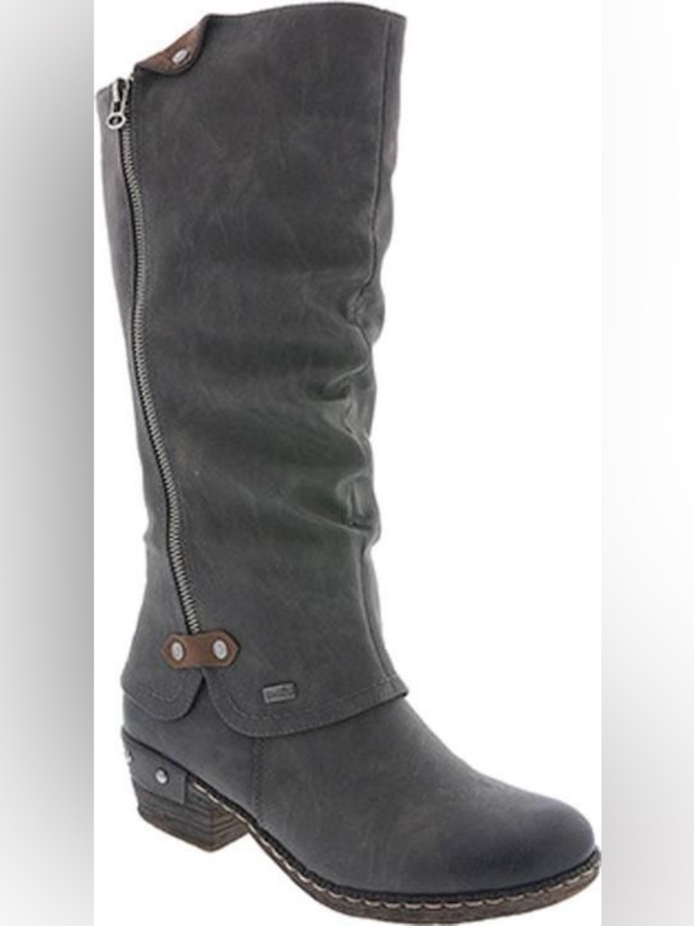 Like New! Rieker Bernadette Long knee-high leather boots in smoke grey size 38